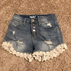 lace jean shorts